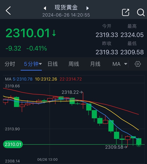 黄金短线突然又遭抛售！金价刚刚跌破2310美元 知名机构最新黄金交易分析-第1张图片-翡翠网