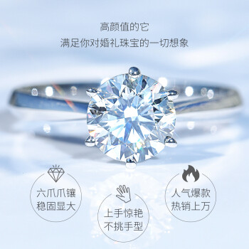 结婚最适合买的钻石戒指，女喜钻白18K金钻戒图2