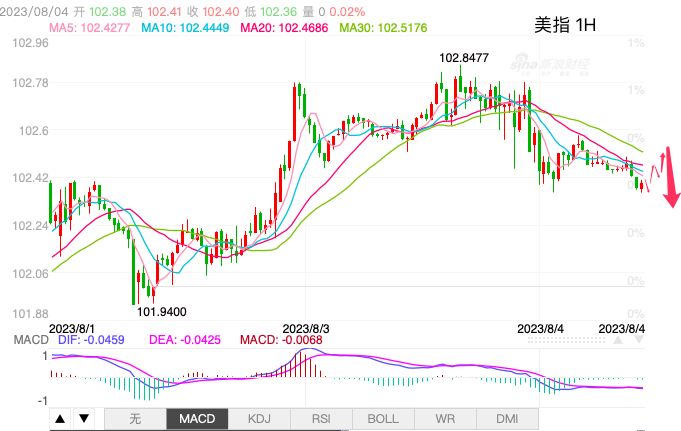 主次节奏：美指日内线下行测试102.20，后市恐数据影响反转-第1张图片-翡翠网