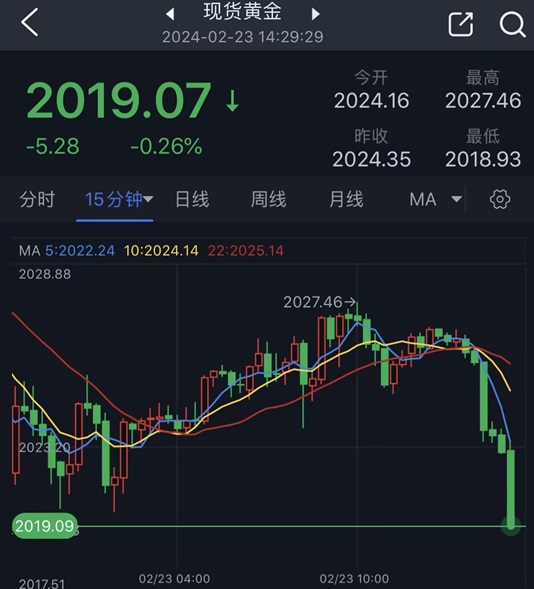 黄金突发行情！金价短线跳水失守2020美元 黄金最新日内交易分析-第1张图片-翡翠网